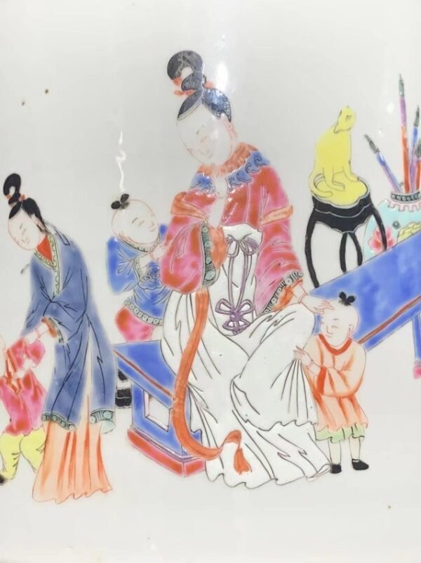 Qing Yongzheng pastel Sanniang Jiaozi pen holder - Image 5