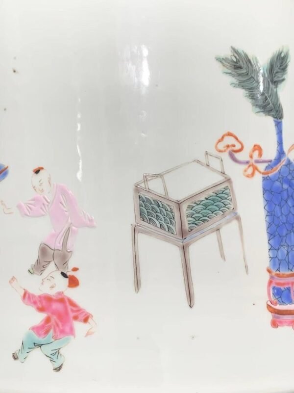 Qing Yongzheng pastel Sanniang Jiaozi pen holder - Image 6