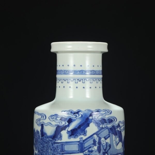 Old collection of Qing Dynasty Kangxi blue and white birthday picture big stick hanging bottle - Image 2