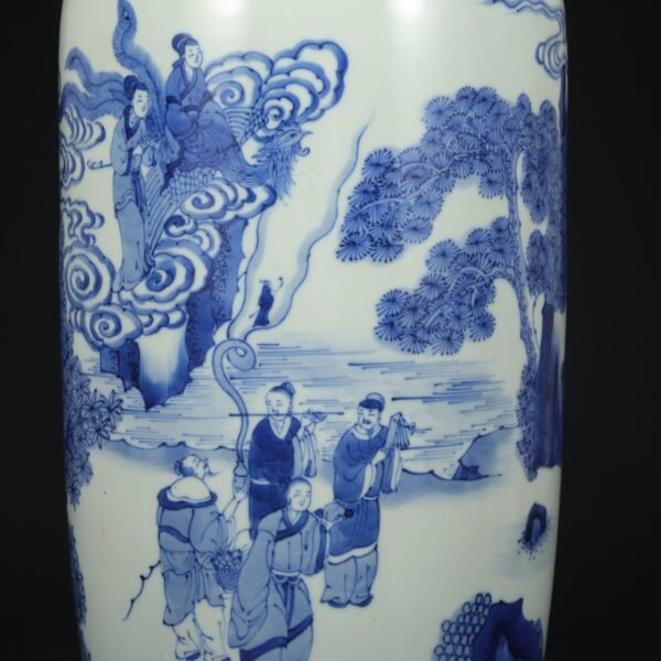 Old collection of Qing Dynasty Kangxi blue and white birthday picture big stick hanging bottle - Image 4