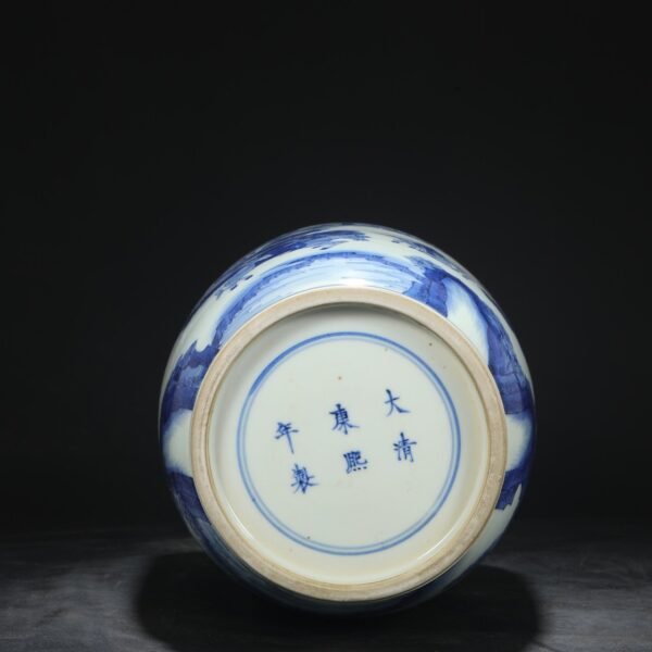 Old collection of Qing Dynasty Kangxi blue and white birthday picture big stick hanging bottle - Image 5