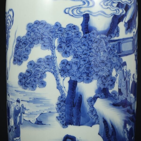Old collection of Qing Dynasty Kangxi blue and white birthday picture big stick hanging bottle - Image 6