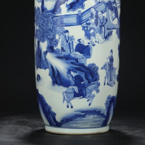 Old collection of Qing Dynasty Kangxi blue and white birthday picture big stick hanging bottle - Image 8