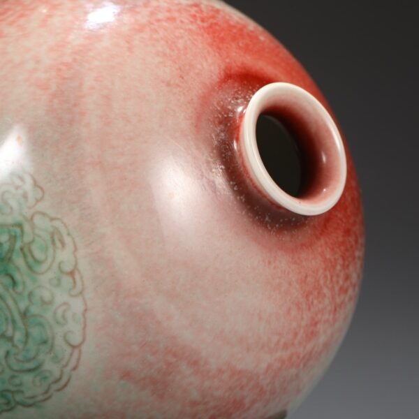 Old collection of Qing Kangxi cowpea red dark dragon pattern Taibai Zun - Image 4