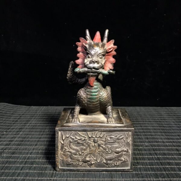 Collection of pure copper mud gold cinnabar dragon seal