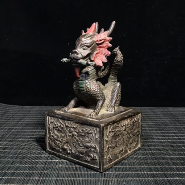 Collection of pure copper mud gold cinnabar dragon seal - Image 5