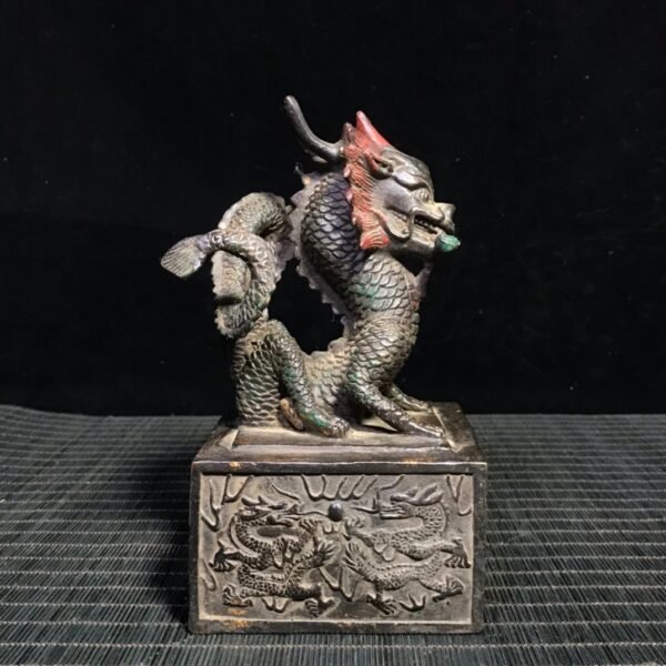 Collection of pure copper mud gold cinnabar dragon seal - Image 6