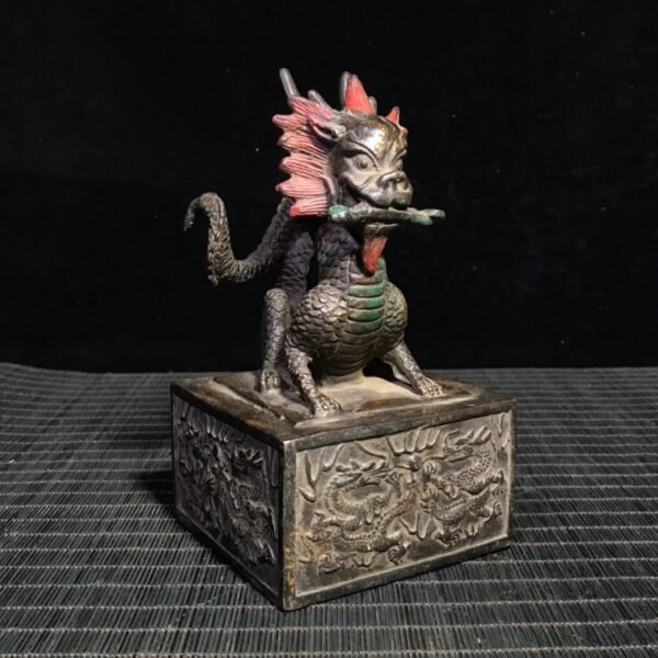 Collection of pure copper mud gold cinnabar dragon seal - Image 7