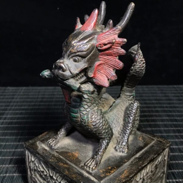 Collection of pure copper mud gold cinnabar dragon seal - Image 8