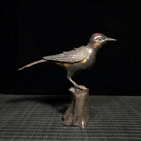 A rare gold and cinnabar colored bird stove - Image 7