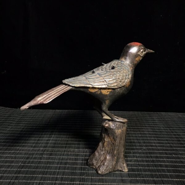 A rare gold and cinnabar colored bird stove - Image 8