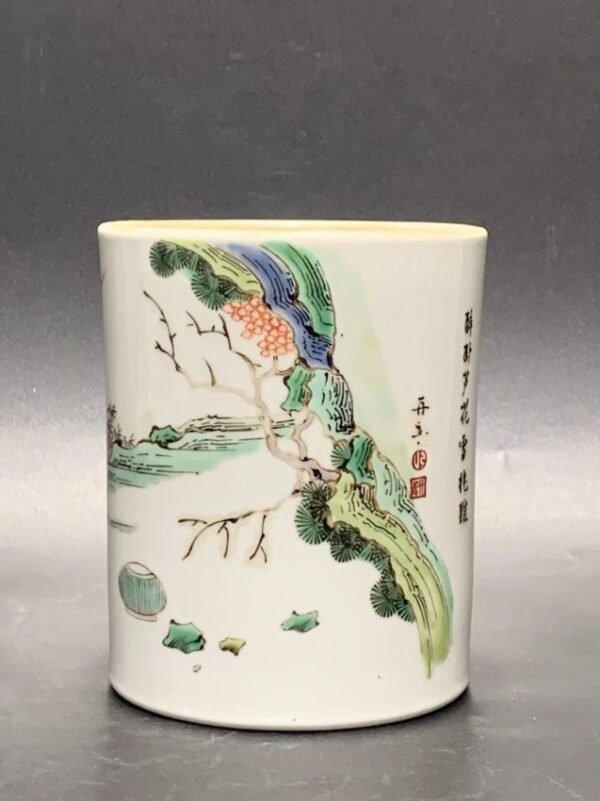 Qing Kangxi colorful character story pen holder - Image 2