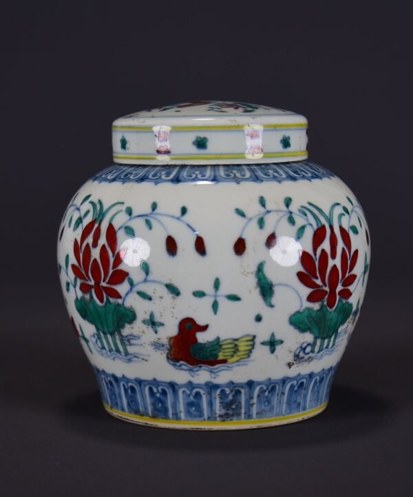 Old Collection of Ming Chenghua Doucai Lotus Pond Pattern Jar - Image 5