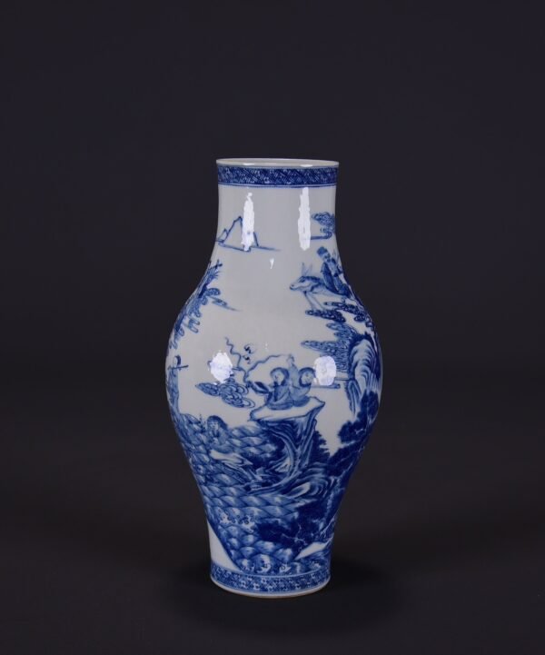 old Qing Kangxi blue and white Eight Immortals Guanyin statue - Image 2