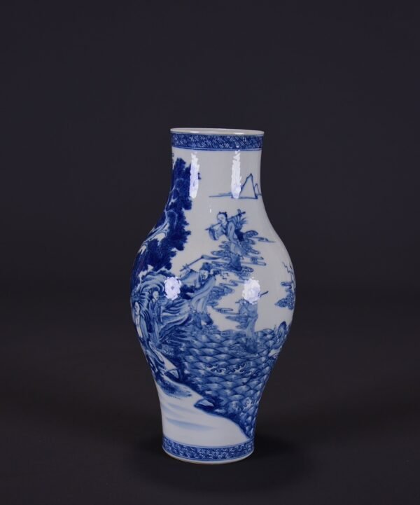 old Qing Kangxi blue and white Eight Immortals Guanyin statue - Image 6