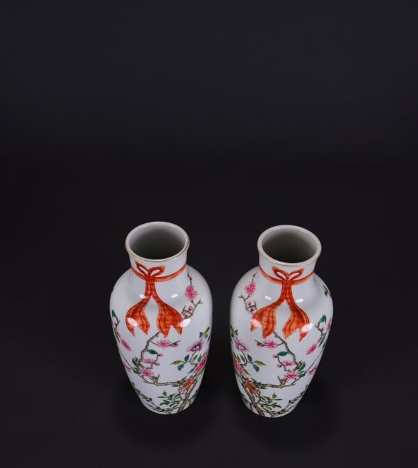 old collection of Qing Yongzheng famille rose plum blossom pattern Guanyin vase - Image 5