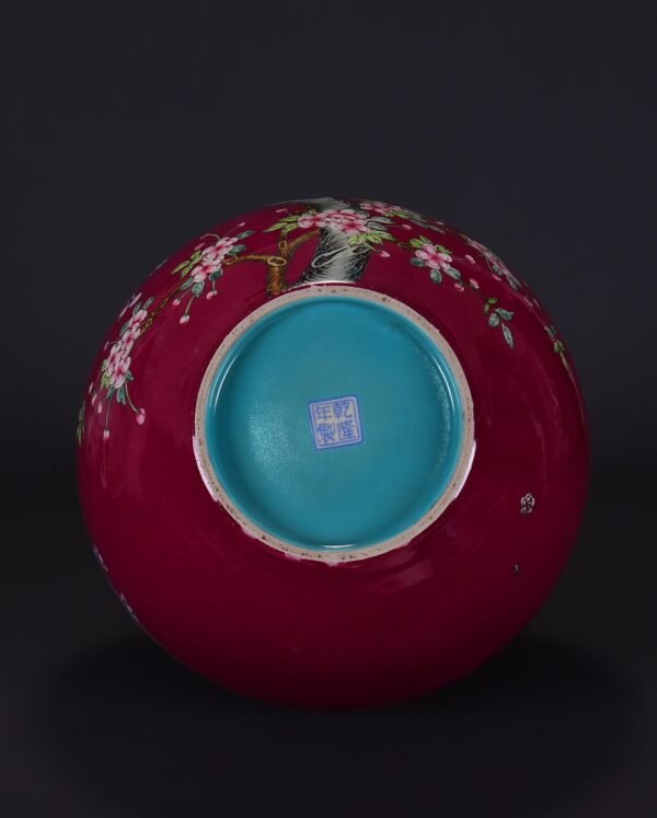 old collection of Qing Dynasty Qianlong red ground pink enamel jade hall rich pattern celestial - Image 10