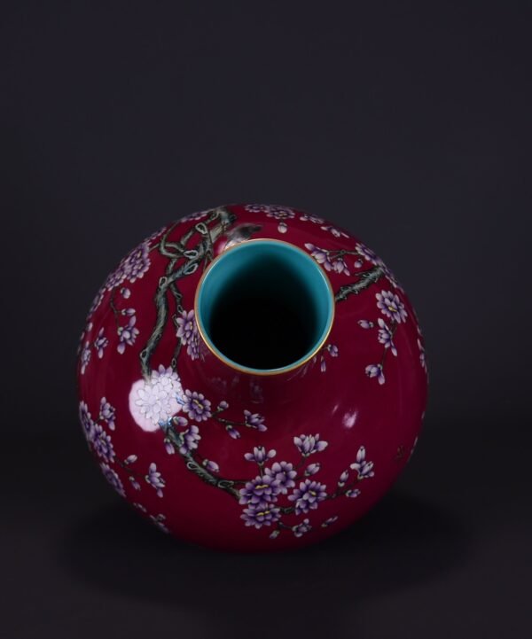 old collection of Qing Dynasty Qianlong red ground pink enamel jade hall rich pattern celestial - Image 3