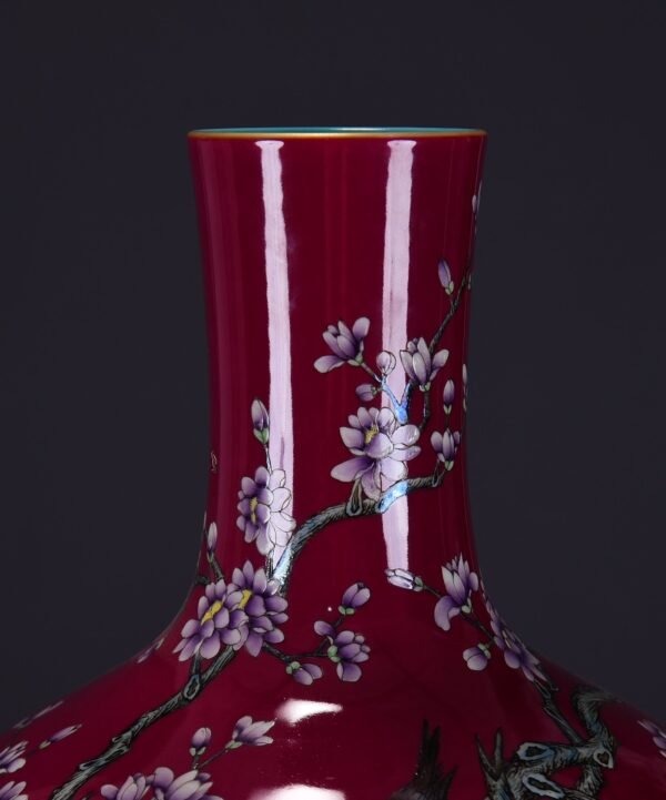 old collection of Qing Dynasty Qianlong red ground pink enamel jade hall rich pattern celestial - Image 4