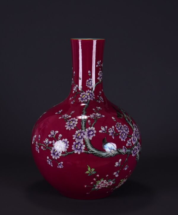 old collection of Qing Dynasty Qianlong red ground pink enamel jade hall rich pattern celestial - Image 5