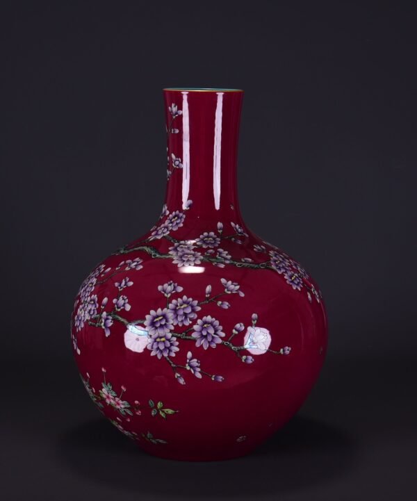 old collection of Qing Dynasty Qianlong red ground pink enamel jade hall rich pattern celestial - Image 2