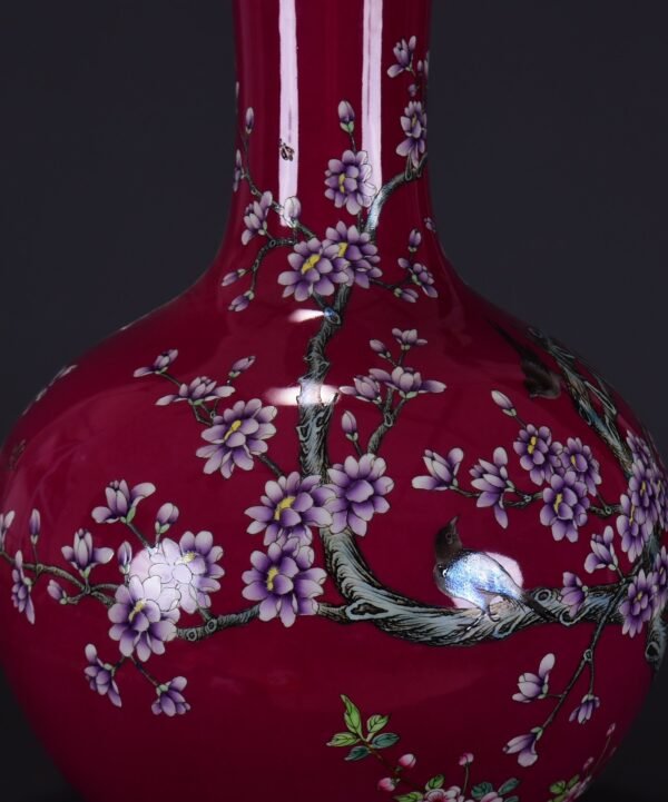 old collection of Qing Dynasty Qianlong red ground pink enamel jade hall rich pattern celestial - Image 6