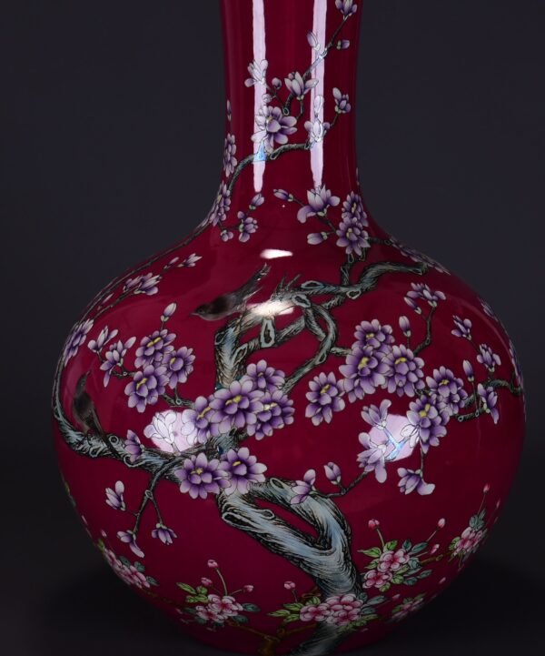 old collection of Qing Dynasty Qianlong red ground pink enamel jade hall rich pattern celestial - Image 7