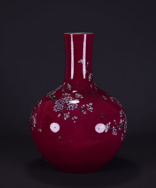 old collection of Qing Dynasty Qianlong red ground pink enamel jade hall rich pattern celestial - Image 9