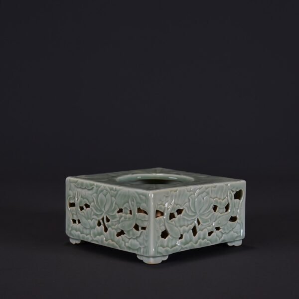 Old Collection Qing Qianlong Green Glaze Sandwich Hollow Dragon Pattern - Image 5