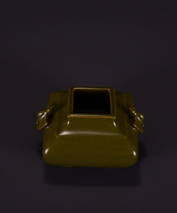 Old Collection of Qing Dynasty Qianlong Tea Dust Glaze Double Fortune Stove - Image 3