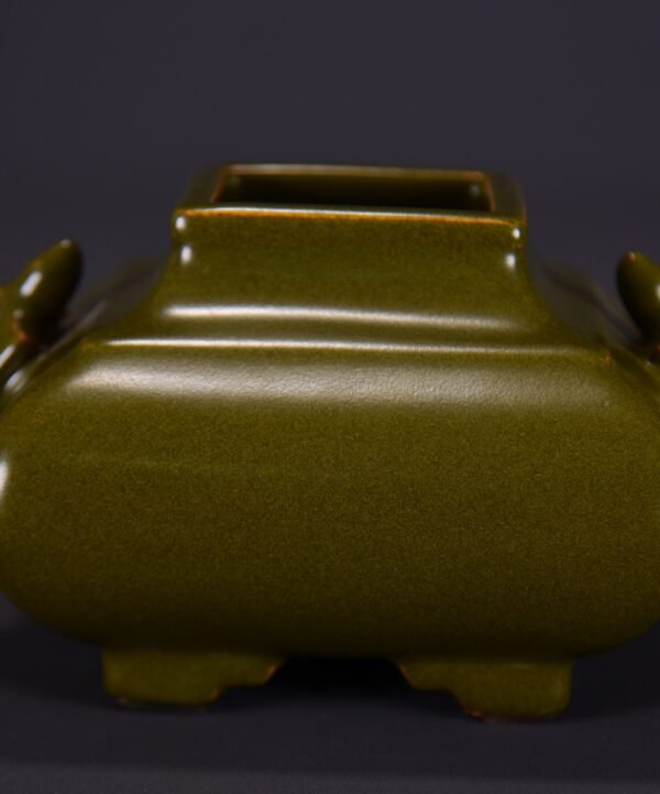 Old Collection of Qing Dynasty Qianlong Tea Dust Glaze Double Fortune Stove - Image 6