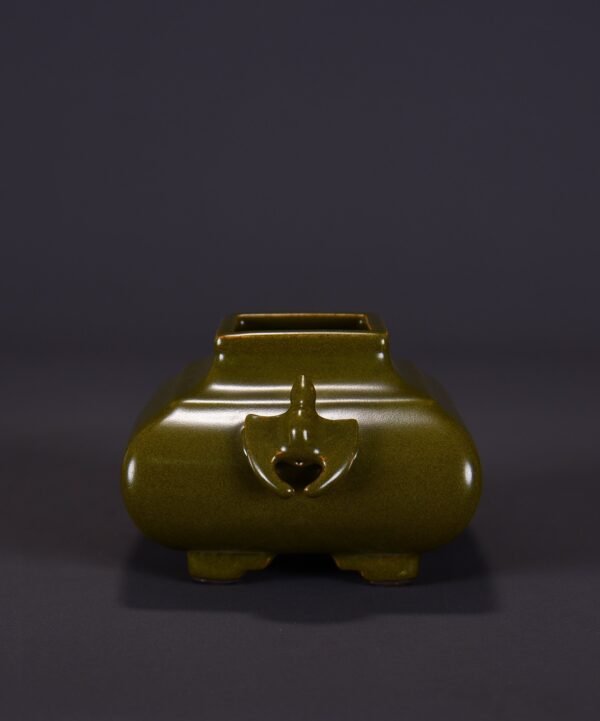 Old Collection of Qing Dynasty Qianlong Tea Dust Glaze Double Fortune Stove - Image 7