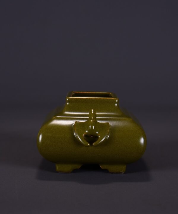 Old Collection of Qing Dynasty Qianlong Tea Dust Glaze Double Fortune Stove - Image 2