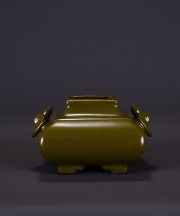 Old Collection of Qing Dynasty Qianlong Tea Dust Glaze Double Fortune Stove
