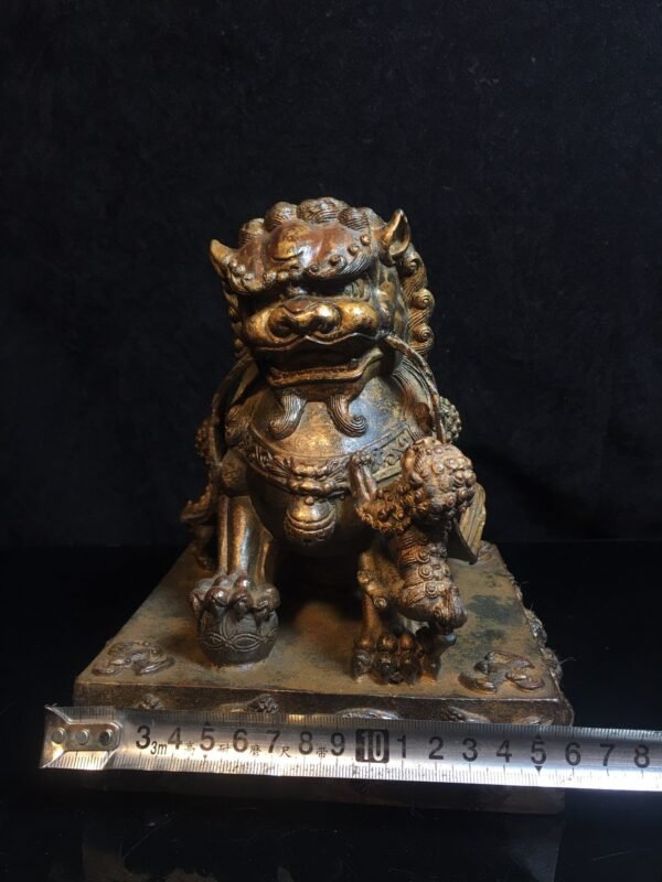 Finely crafted pure copper mother and child lions, exquisite workmanship, patina, old-fashioned - Image 3
