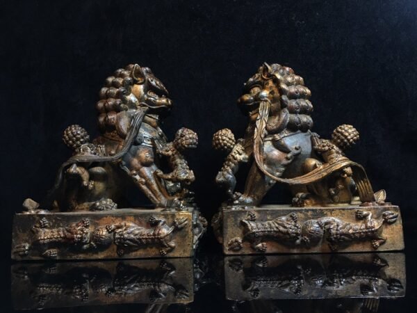 Finely crafted pure copper mother and child lions, exquisite workmanship, patina, old-fashioned - Image 4