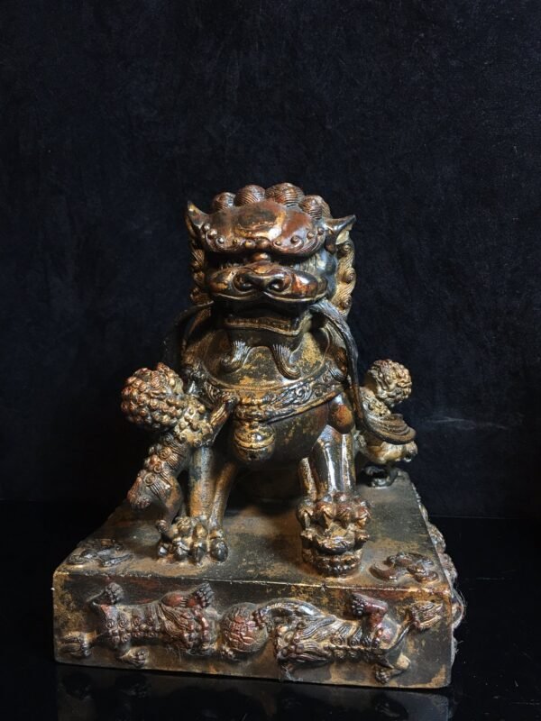 Finely crafted pure copper mother and child lions, exquisite workmanship, patina, old-fashioned - Image 6