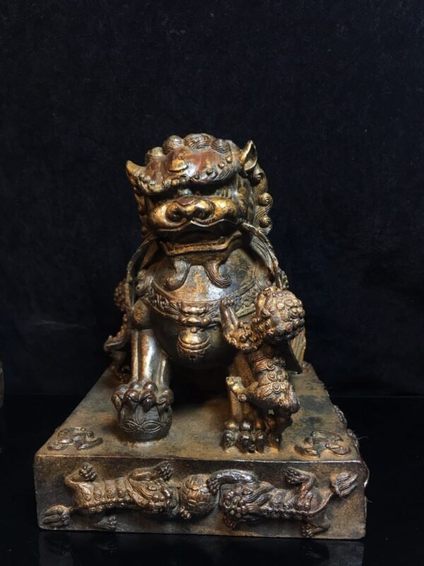 Finely crafted pure copper mother and child lions, exquisite workmanship, patina, old-fashioned - Image 8