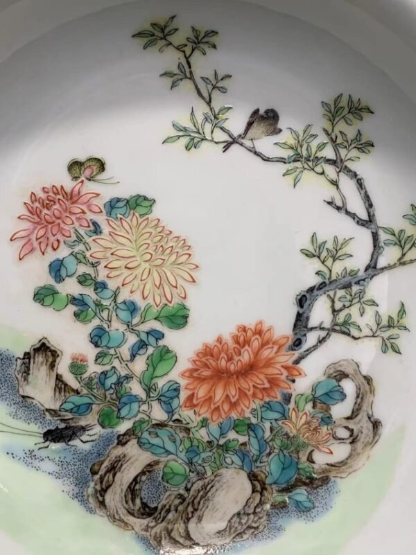 Qing Yongzheng pastel flower and bird dish - Image 2