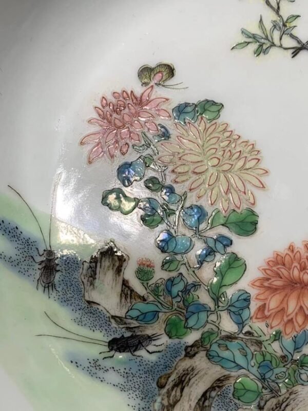 Qing Yongzheng pastel flower and bird dish - Image 3