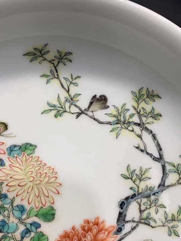 Qing Yongzheng pastel flower and bird dish - Image 4