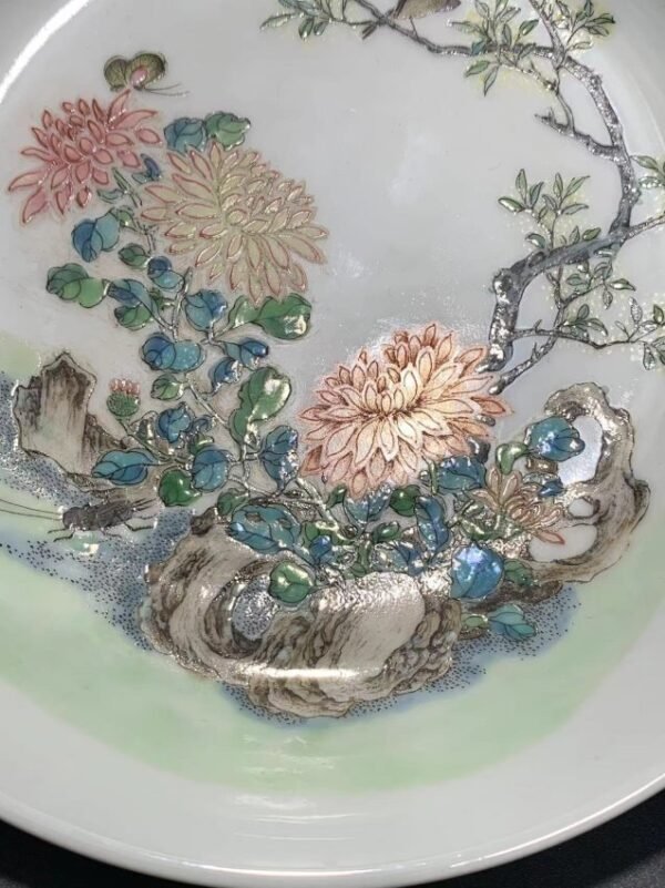 Qing Yongzheng pastel flower and bird dish - Image 6