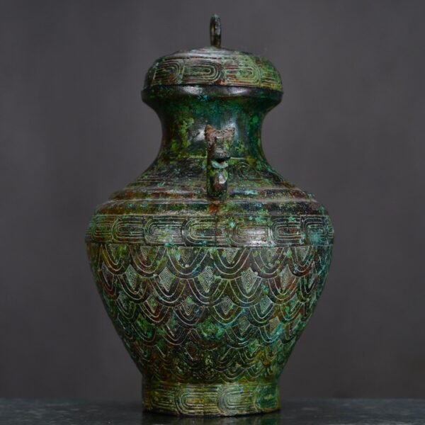 Han Dynasty Bronze Double Dragon Vase - Image 6