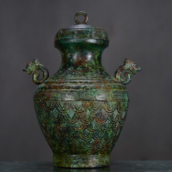 Han Dynasty Bronze Double Dragon Vase