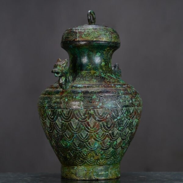 Han Dynasty Bronze Double Dragon Vase - Image 9