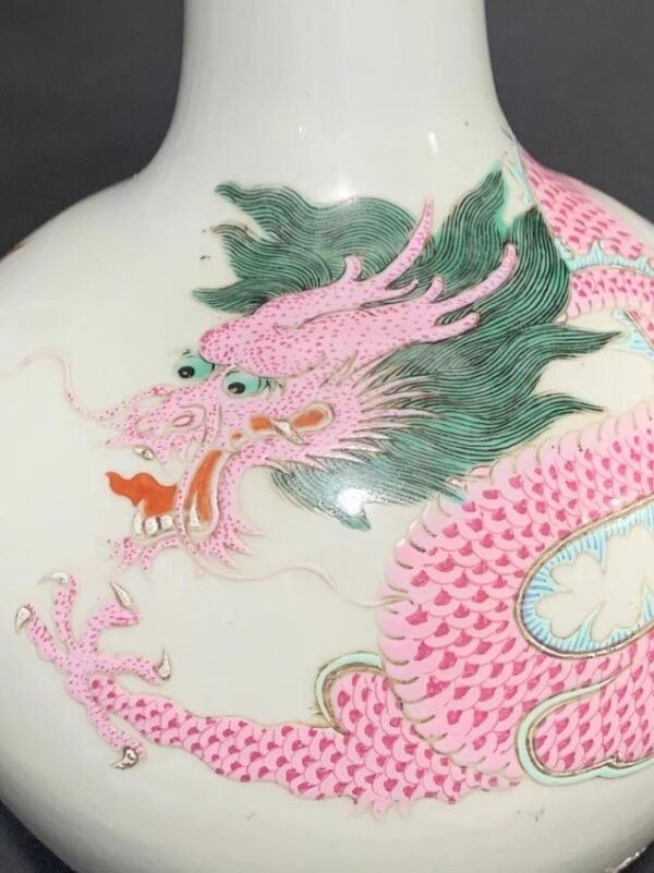 Qing Qianlong famille rose dragon pattern celestial sphere vase - Image 4