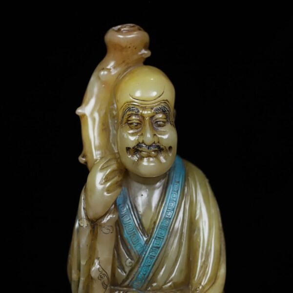 Old collection of wooden box Shoushan stone Arhat ornaments - Image 4