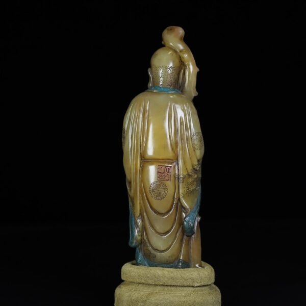 Old collection of wooden box Shoushan stone Arhat ornaments - Image 8