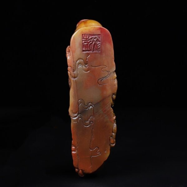 Old collection of wooden box Shoushan stone Tenglong play with pearl seal ornaments - Image 8