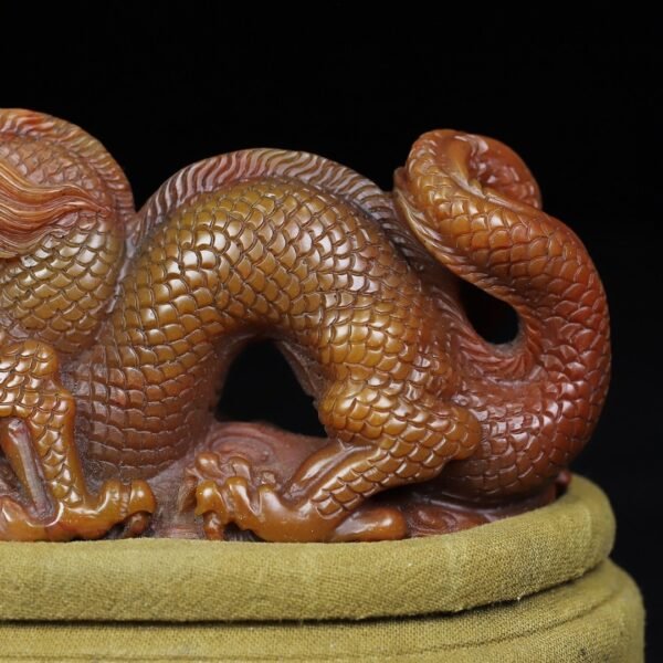 Old collection of wooden box Shoushan stone Tenglong play with pearl seal ornaments - Image 3